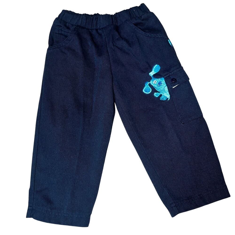 Vintage Blue's Clues embroidered navy blue cargo pull on toddler pants size 3T